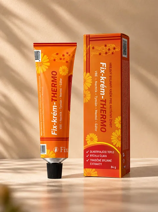 Fix-Creme-THERMO (84 g) ist eine hochwertige, wärmende Massagecreme mit Kampfer, Menthol, Vanillylbutylether sowie einem phytotherapeutischen Komplex aus Ringelblume und Thymian. Dank ihrer innovativen Drei-Phasen-Formel lindert sie sowohl unmittelbar als auch langfristig Muskel-, Gelenk- und Rückenschmerzen. Die Creme wärmt das Gewebe tiefenwirksam, fördert die Durchblutung, wirkt entzündungshemmend und verkürzt die Regenerationszeit nach Sport oder körperlicher Anstrengung.